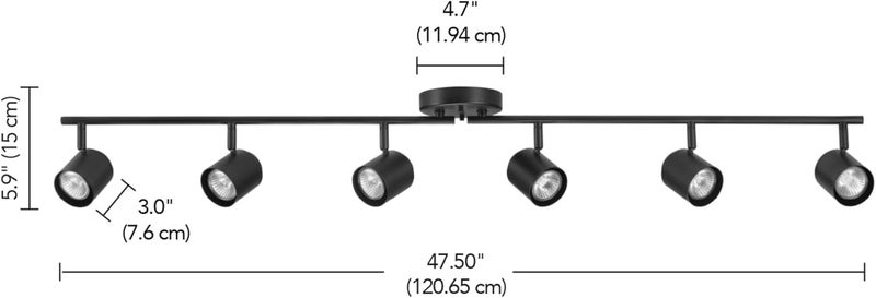 Globe Electric 64000167 47" 6-Light Foldable Track Lighting, Matte Black, Pivoting Track Heads, Ceiling Light, Home Improvement - Image 5